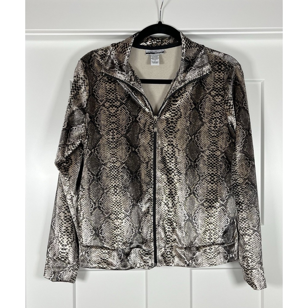 Vintage 90s Mirror Image Velour Snake Skin Track Jacket Mob Wife Retro Women S